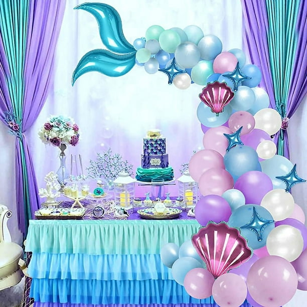 Decoraciones de sirena de tercer cumpleaños para niñas, kit de arco de  guirnalda de globos de sirena con temática de sirena, suministros de fiesta  de