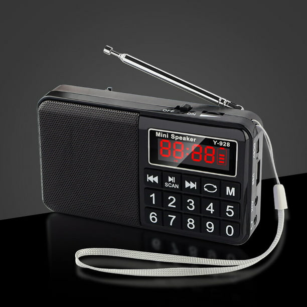 Radio portátil FM/AM(MW)/SW/USB/Micro-SD/MP3 con botones grandes y pantalla  grande, recargable