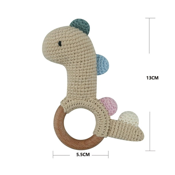 3AB 2 unids/set libre de Bpa Crochet dinosaurio bebé sonajero mordedor  seguro haya de madera mordedor anillo recién nacido móvil gimnasio juguete  educativo cosas para bebés