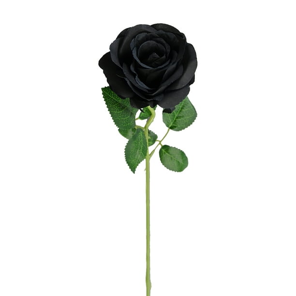Rosa negra imitación flor de rosa dorada barra de rosa negra flor de seda  decorativa - varilla verde negra (altura de unos 50 cm, diámetro de la