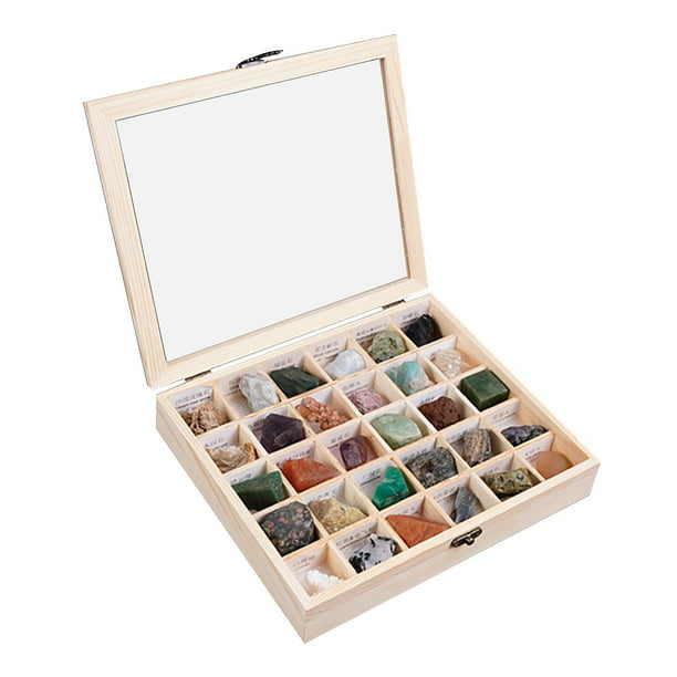 Colección minerales de 30 piezas con caja de coleccionista / vitrina para  principiante de cristales de piedras para niño Hugo colección de rocas y  minerales