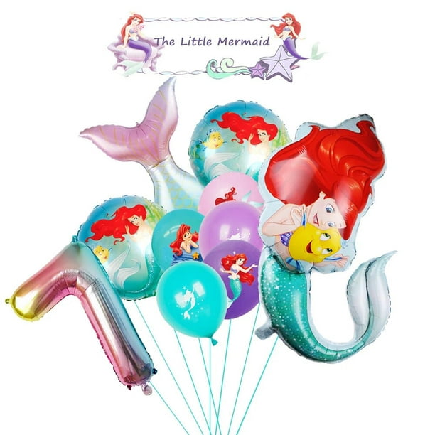 Adorno para tarta de cumpleaños de La Sirenita Ariel de Disney, suministros  para fiesta, decoración de mesa y accesorios, inserto para pastel, regalos  festivos