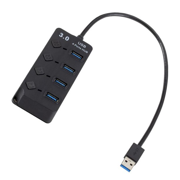 Concentrador USB 3.0 alimentado con 4 puertos Divisor de datos de  concentrador USB Interruptor de encendido / apagado individual portátil (4  puertos) Yotijar Hub portátil