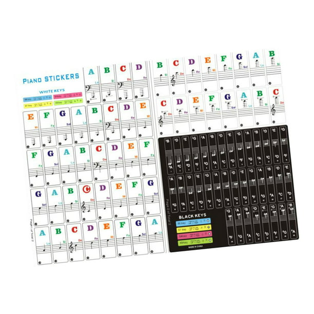 Pegatinas para teclado para teclas 88/61/54/49/37. Letra más grande y  colorida, material más delgado CUTICAT Pegatinas de teclado