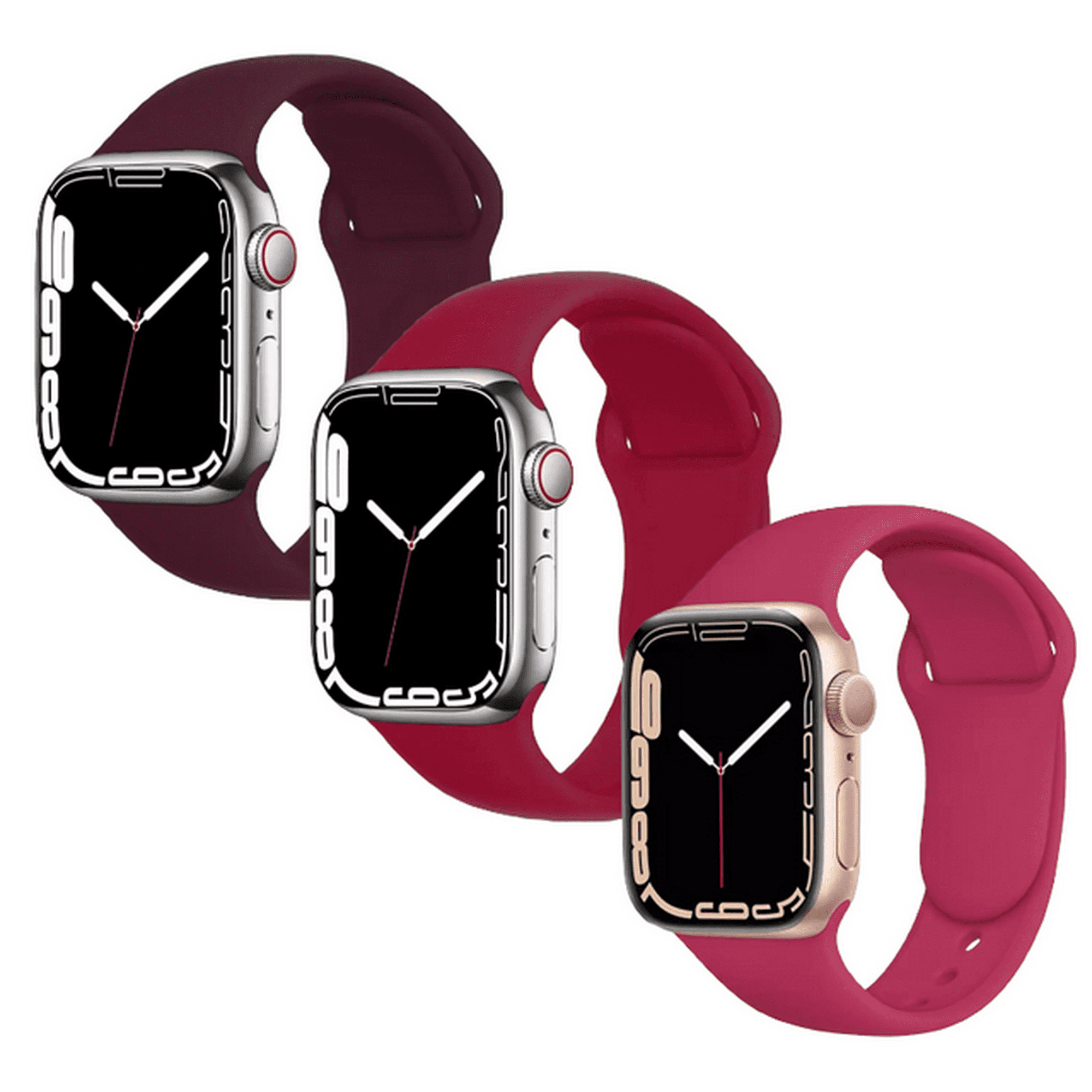 Kit de 3 correas para apple watch compatible con 45mm/44mm/42mm de silicón. longitud m/L mamá pulpo paquete silicón