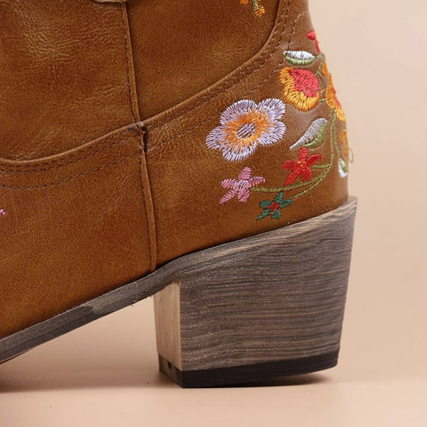 Botas de montar bordadas a la moda para mujer, botas informales cálidas de  tacón medio, botas de tub Wmkox8yii sdhk249