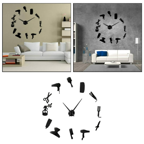 Reloj de pared contemporáneo, funciona con pilas, silencioso, blanco y  negro, 13 pulgadas