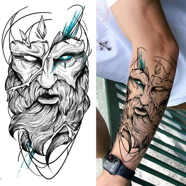 Tatuajes temporales para hombres y mujeres, tótem tribal grande, búho  águila, lobo, tigre, dragón, león, patrón impermeable, tatuajes falsos,  cuerpo