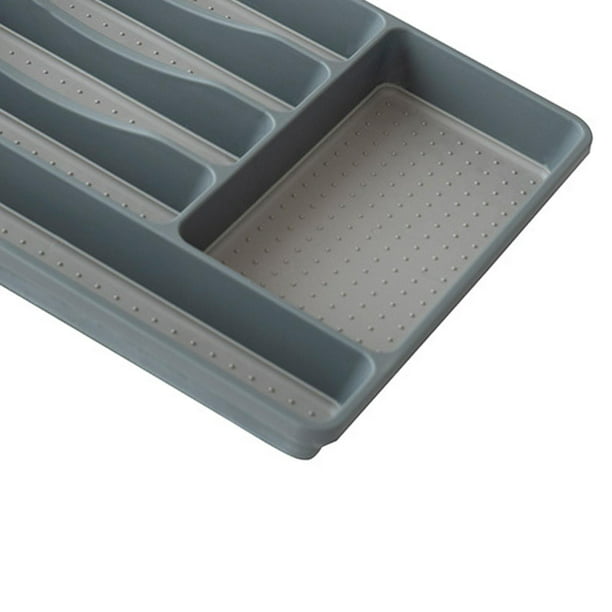 Bandeja para cubiertos de plástico para cajón, gris, 536 x 482 mm