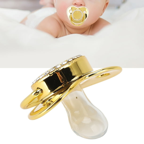 Chupete para bebé, diseño curvo dorado de 26 letras con clips de cadena  para recién nacido (T)
