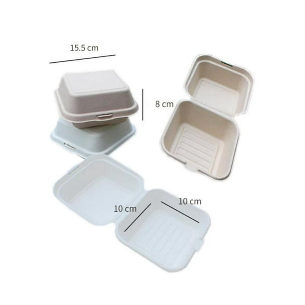 Caja desechable de papel para llevar, de alimentos de caña 50 piezas  Sunnimix contenedores de concha