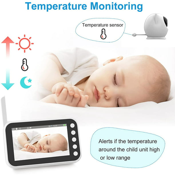 Monitor de bebé inalámbrico de 4,3 pulgadas con cámara Pan Tilt remota,  intercomunicador bidireccional, visión nocturna automática, vigilancia de  seguridad para niños