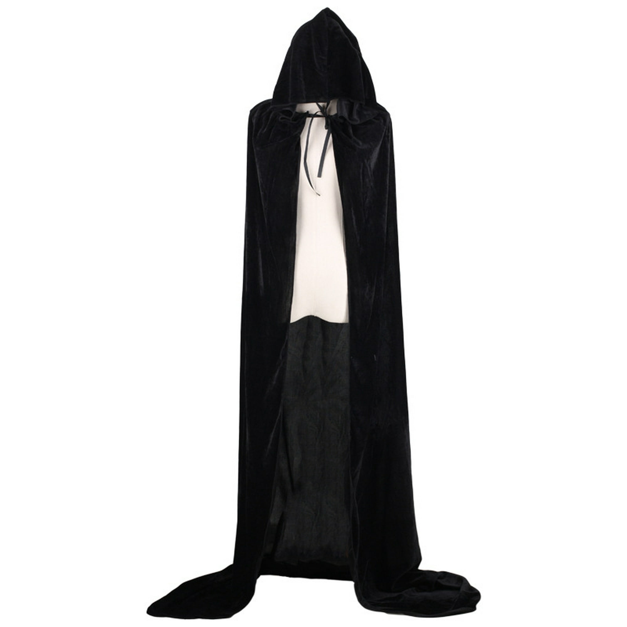 Accesorio de disfraz de capa negra de longitud completa, tamaño estándar  (paquete de 1), elegante y misteriosa cortina de tela para disfraces y