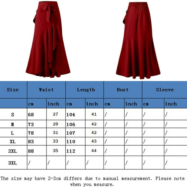 Faldas largas Falda larga casual para damas Una línea Asimétrica Color  sólido Estilo sexy Traje diario Kuymtek Vino rojo T M para Mujer