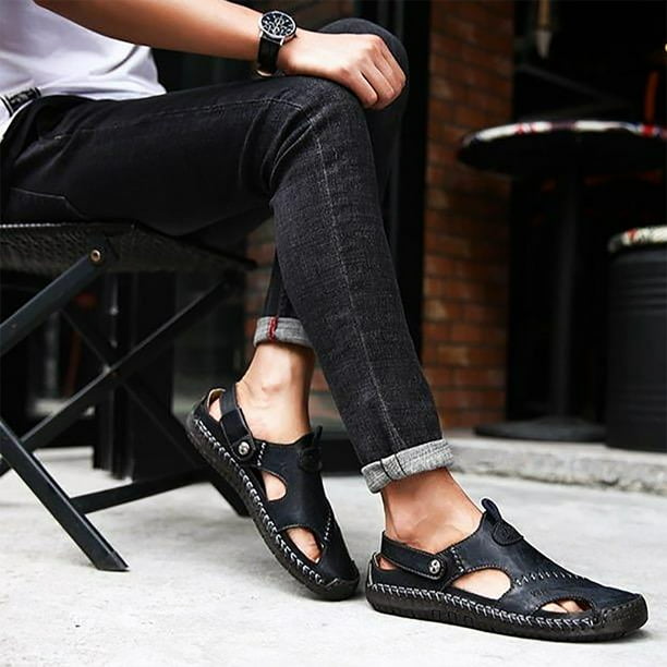 Sandalias de verano para zapatos de cuero la moda para hombre, zapatos de costura Wmkox8yii 123q512 | Walmart en línea
