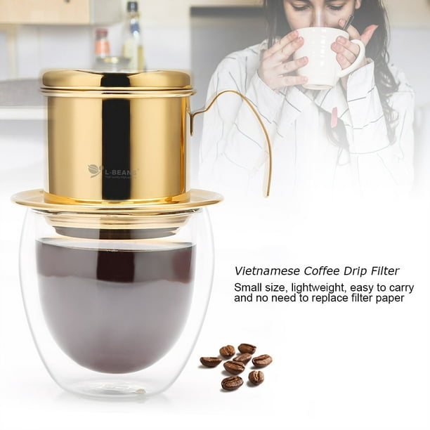 Cafetera con filtro de goteo, taza de acero inoxidable, filtro de goteo de  café vietnamita, filtro de café personalizado para la perfección Jadeshay A