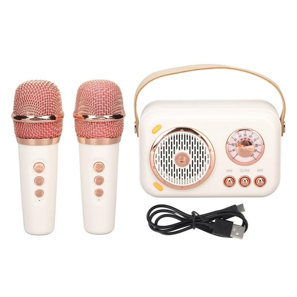 Máquina de karaoke para adultos y niños, altavoz portátil de karaoke  Bluetooth para TV, con 2 micrófonos inalámbricos, sistema de altavoces PA  para