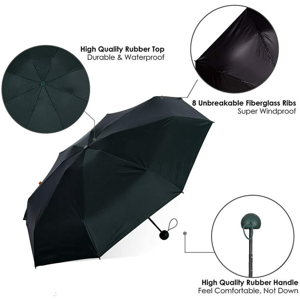 SolwDa Mini paraguas de viaje, pequeño paraguas portátil  compacto para sol y lluvia, parasol resistente al viento con 99% de  protección UV para mujeres y hombres, beige, talla única : Ropa