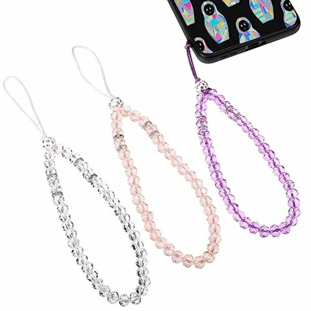 Cateissary 3 pack/lote exquisito cordón móvil colores claros y verdadera  artesanía correas de teléfono cadena de teléfono Teléfono y Comunicación  Blanco Rosa Púrpura