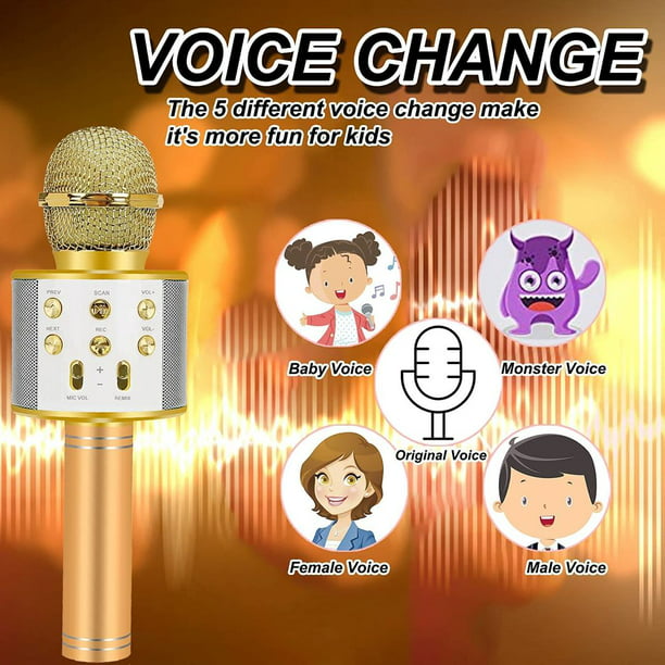 Micrófono de Karaoke Inalámbrico para Niños Dorado