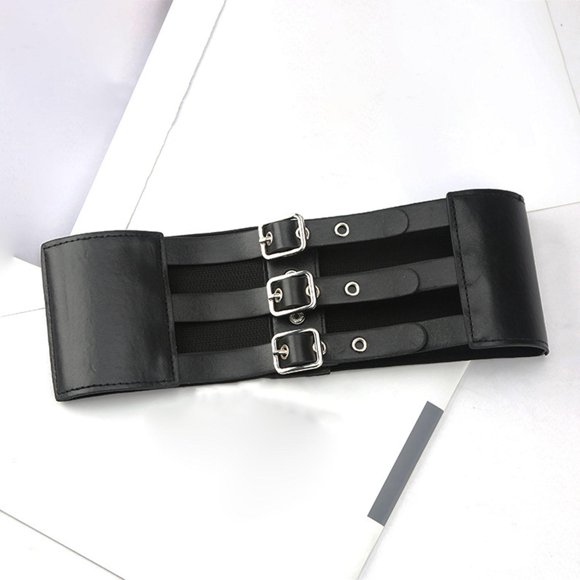 women wide waist belt retro style pin buckle belt pu dresses halloween party macarena cinturón de mujer