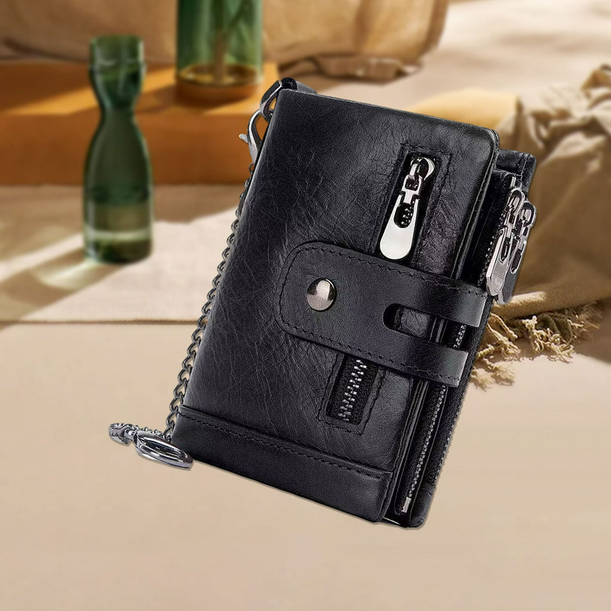 Bolso de mano de cuero genuino de alta calidad para hombre, cartera  antirrobo de viaje para negocios, tarjetero, monedero para teléfono