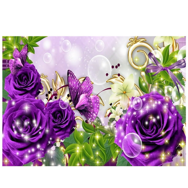 DIY 5D Diamond Painting Kits para adultos, 5D Diamond Painting Full Large  Purple Flower Rhinestone Bordado Accesorios Punto de cruz Art Craft Canvas  Wall Decor 40x30cm oso de fresa Electrónica