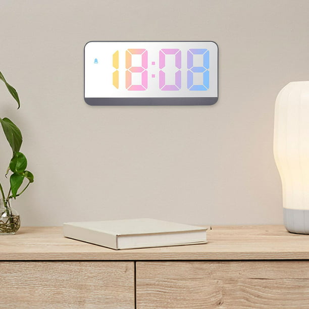 Mooas Reloj de espejo digital LED 2 tipos, alarma/repetición, temperatura,  reloj de espejo LED (cuadrado)