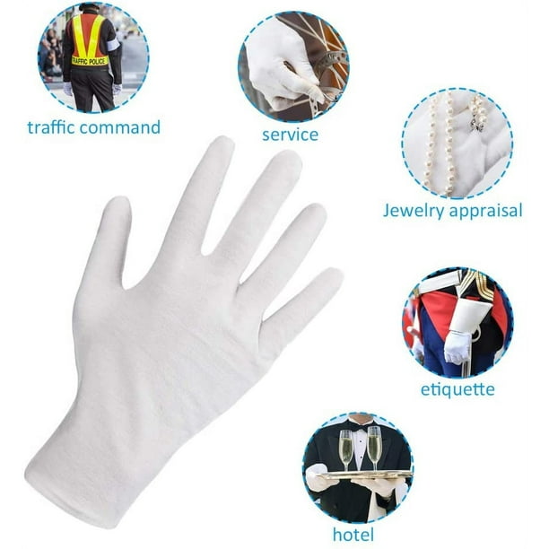 CAXUSD 16 pares de guantes de algodón blanco para hombres, guantes de forro  elástico, guantes industriales para mujeres, guantes de trabajo, guantes