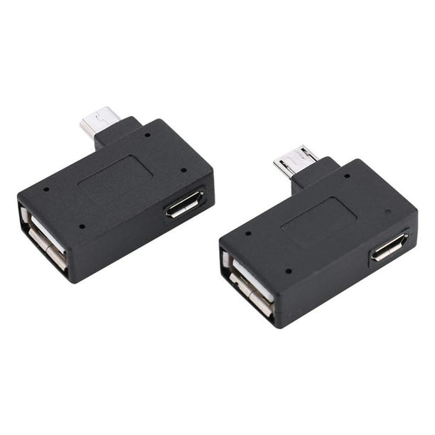 Adaptador de datos USB-C tipo C hembra a micro USB 2.0 de 5 pines macho de  90 grados tipo izquierdo y derecho en ángulo, paquete de 3