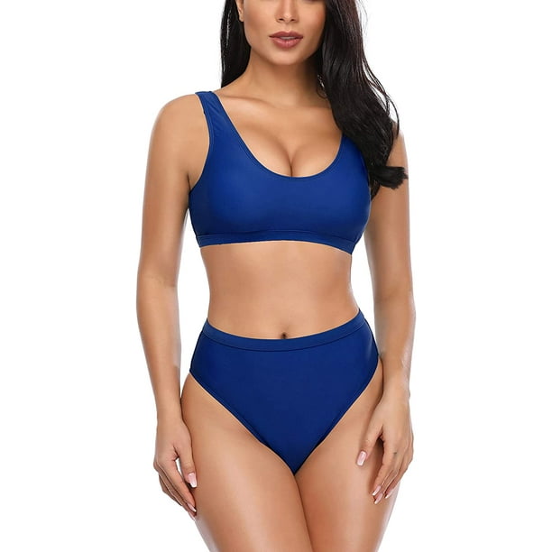 Bikini Deportivo para Mujer Traje de baño de Dos Piezas con Parte Inferior  de Bikini descarada Azul Xishao ropa