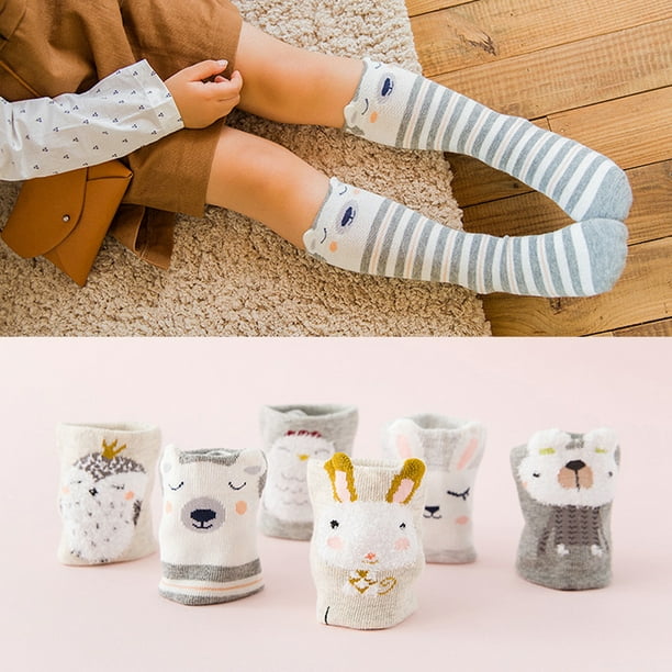 Calcetines de bebé otoño e invierno dibujos animados lindo y cómodo ancho  costilla espesa caliente niños calcetines 35/38 niño, Rosa., XS :  .es: Moda