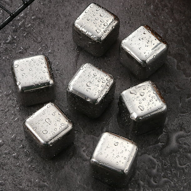 Newk Cubos de hielo reutilizables de acero inoxidable, juego de 8 cubos de  hielo con pinzas para la cabeza y bandejas para cubitos de hielo (juego de
