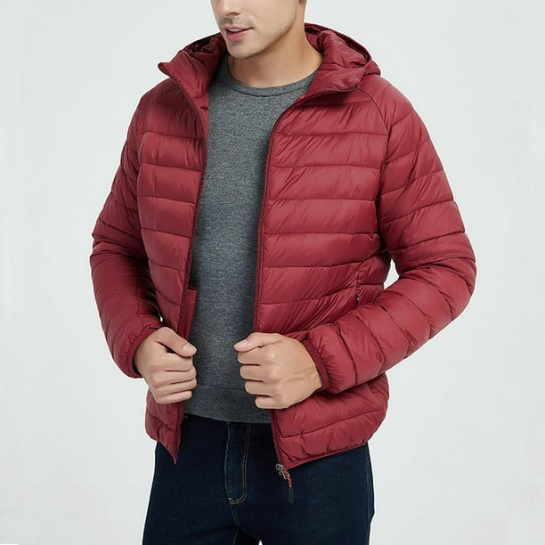 Chaqueta de invierno ligera para hombre, abrigo casual con cremallera y  bolsillos cálidos