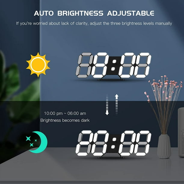 Buy Reloj de pared Digital LED alarma fecha temperatura luz de fondo  automático Mesa decoración del hogar de escritorio …