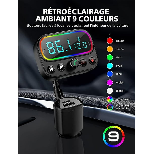 Transmisor FM Bluetooth 5.0, adaptador USB Bluetooth para coche, con  micrófono dual YONGSHENG