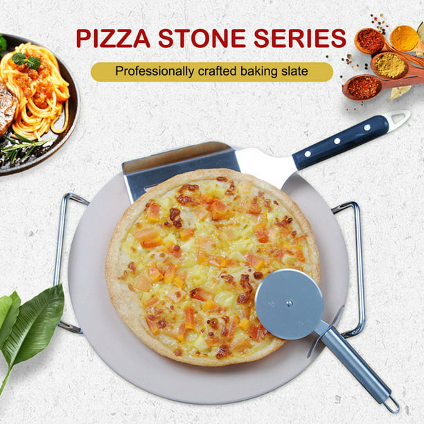 Advanced - Piedra para pizza para horno y parrilla, revestimiento de  cerámica, antiadherente, con paleta de madera y cortador de pizza, asas de