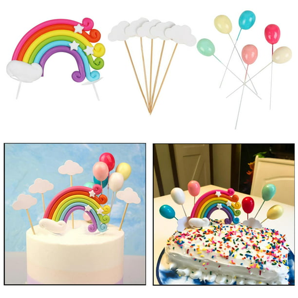 1 decoración de tarta de cumpleaños Happy Birthday, con 2 nubes y