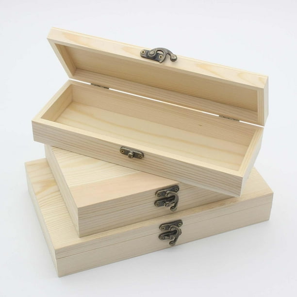 Caja decorativa de madera 3 en 1 con tapa con bisagras caja de