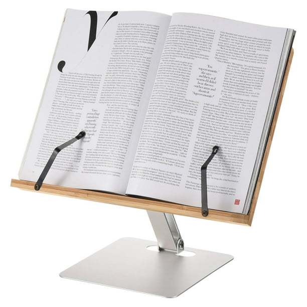 Soporte para libros de escritorio, altura y ángulo, ajustable, manos  libres, soporte para libros, soporte para libros de texto con brazos de  aluminio