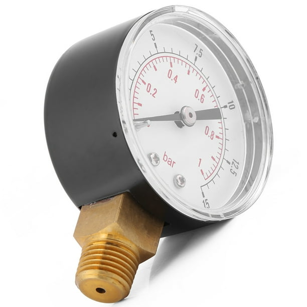 Manómetro Mini Dial de doble escala, medidor de presión de agua con filtro,  montaje lateral de