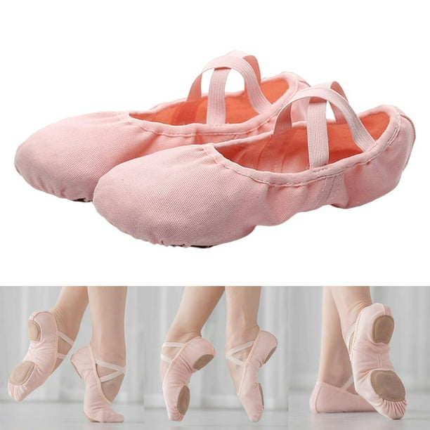 Zapatos de ballet para mujer, zapatillas de baile de lona, zapatos de  práctica para niños, niñas y adultos
