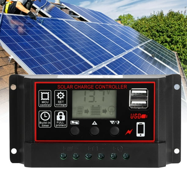 Regulador De Carga Solar, 12V 24V Equipado Con Controlador De Energía Solar  USB Con Pantalla Lcd, Para Patio Industrial Comercial En Casa ANGGREK  CA3114