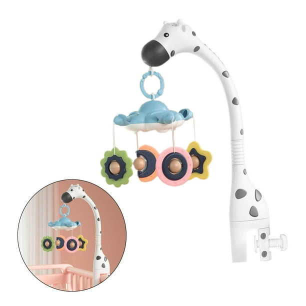 Móvil para bebé para cuna con música y luces, control remoto, lámpara,  proyector para empacar y jugar, para mayores de 0 meses (bosque azul)
