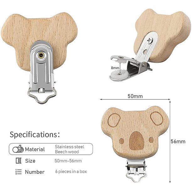 Pinza Chupetero Madera, Clip Sujeta Chupetes