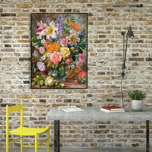 Cuadros Decorativos Pintura al óleo de flores por números, cuadro de  lienzo, arte de pared artesanal, decoraciones para el hogar Ehuebsd Nuevos  Originales