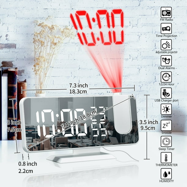 Tmvgtek Reloj Despertador Con Proyector, Radio Reloj Despertador Digital  Led Para El Hogar, La Ofici Tmvgtek Para estrenar