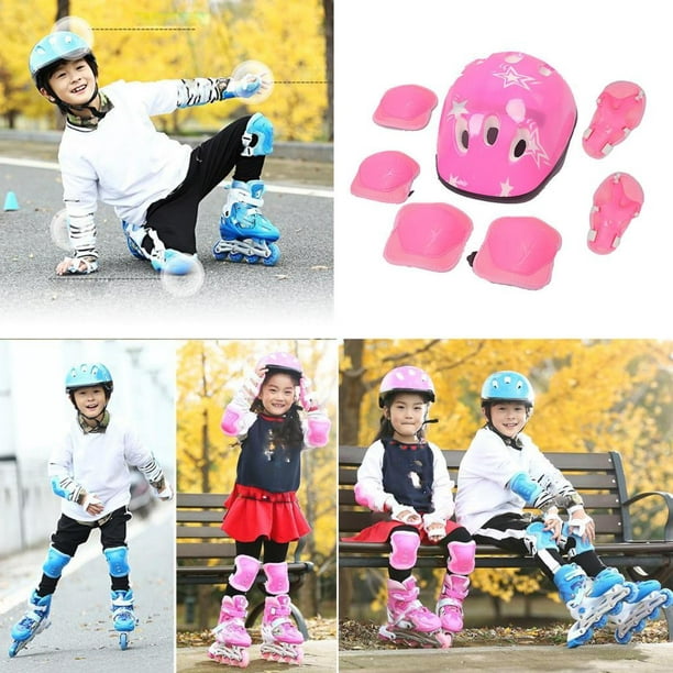 Protecciones Patines Para Bicicleta Niño, Rosa 7 piezas Sharpla niños  patinaje de seguridad de protección