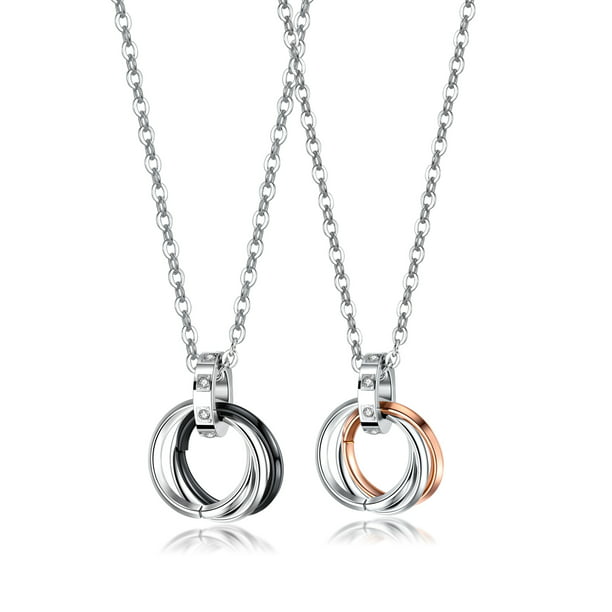 firma A bordo evolución Colgante de tres anillos, anillo de acero de titanio, collar entrelazado,  cadena de suéter para hombres, joyería de acero inoxidable para parejas  XianweiShao 8390613353870 | Walmart en línea