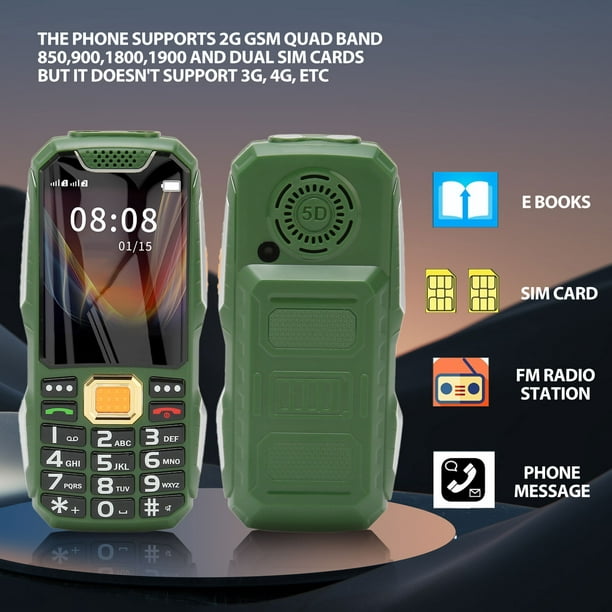 Teléfono celular para personas mayores 2G Dual SIM Botón grande